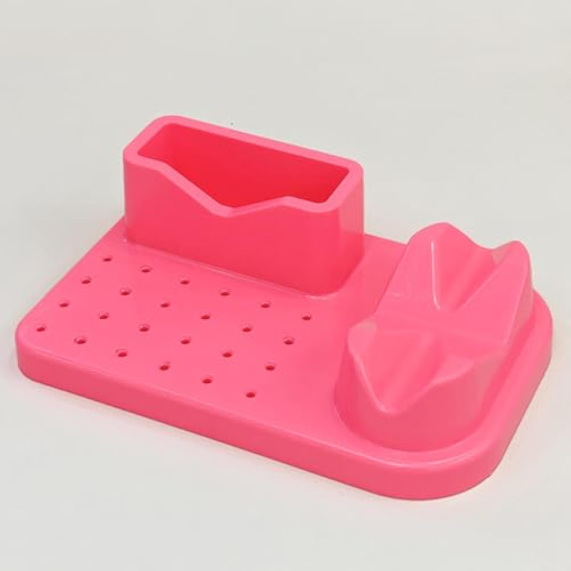 Nail Art Polishing Grinding Organizer Desk with 20 Holes, Deep Pink