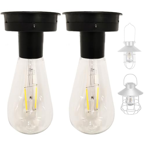 hhhlsl 2Pcs Solar Light Replacement Top, 2.75 Inch Replacement Solar Light Tops with Bulb, Waterproof Lantern Accessories Tools for DIY Outdoor LanternsSolar Top