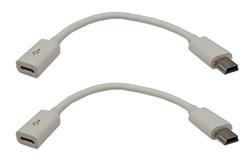zdyCGTime Micro USB to Mini USB Extension Cable Micro USB Female to Mini USB Male Charging & Sync Adapter Cable Cord(2 Pack White