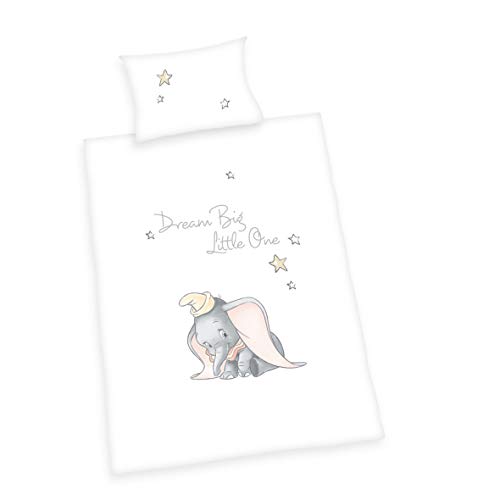 Herding Disney´s Dumbo Set copripiumini e federe, Flannel, Bianco, 40 x 60 cm, 100 x 135 cm