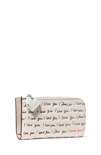 Image of kate spade new york Devin I Love You Script Embossed Leather Small Slim Bifold Wallet