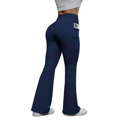 ZFLM Women’s Workout High Waist Yoga Flare Leggings with Pockets Gym Running