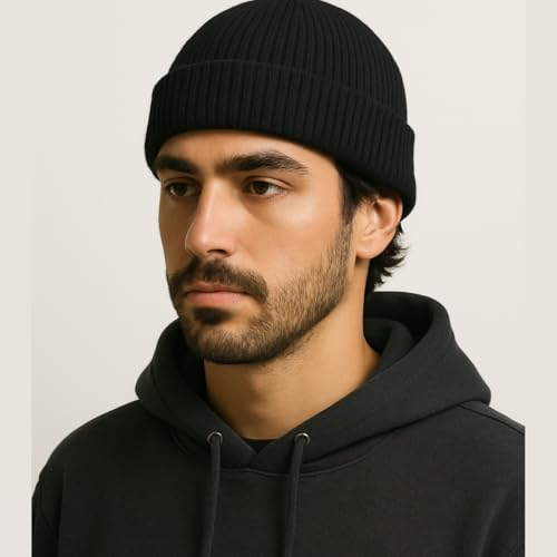 Touca de Frio Unissex, Gorro Básico em Algodão, Preto, Tamanho Único Confortável