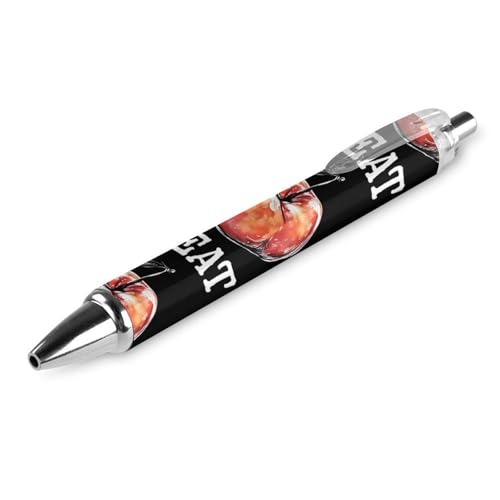Bolígrafos retráctiles negros de punta fina de 0.5 mm I Eat Peach, pack de 4 piezas redondas