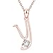HAODAXK-XL 26 Lettres pendentifs Collier Or Rose Or Argent Mode personnalisé Colliers Cadeau de Bijoux pour Femme Fille (Main Stone Color : Rose Gold, Metal Color : Y)