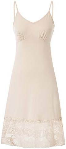 Belle Poque Women's Full Slip Lace Adjustable Spaghetti Strap Cami Dress Nightgown Nude-2 XL