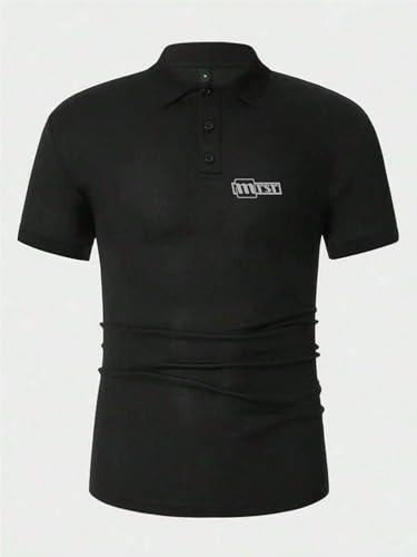 mrsr SPORTS MRSR Men's Nylon Rich Polo T Shirt Black - Image 3