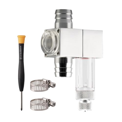 DONGKER Acuario difusor de CO2 reactor externo, aleación de aluminio de 12/16 mm externo en línea CO2 difusor atomizador w/contador de burbujas para acuario plantado