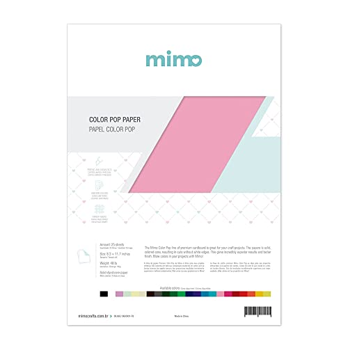 Mimo Papel Color Pop Rosa Chiclete - A4-180 gr - 25 unds - Possui Massa Colorida - Fibras Mais Firme