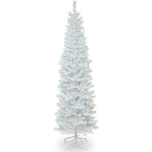 National Tree Company Artificial Christmas Tree White Tinsel Includes Stand 7 feet