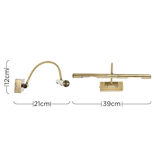 MiniSun | Capri Adjustable Antique Brass Mains Powered Display Wall Lights | Hardwired Picture & Display Lights, Home Décor & Improvement Essential | Set of 2 | Includes LED Bulbs