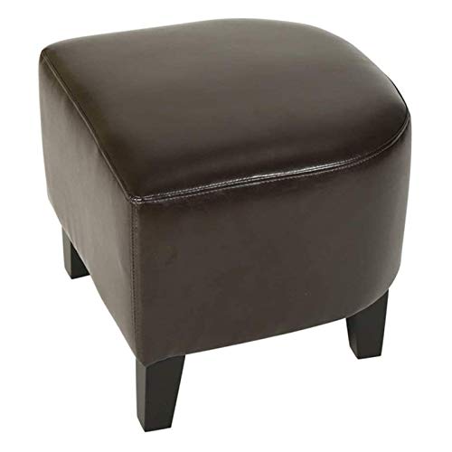 GZHENOZ Puff Taburete 48x44x40cm Reposapiés PU Taburete de Extremo de Cama Banco de Cambio de Zapatos Taburete de sofá Chaise Lounge Banco Asiento Pata de Madera (Marrón, Blanco