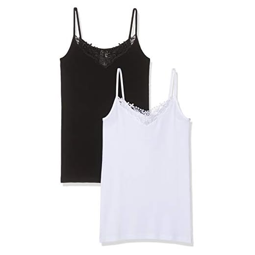 Only Onlkira Lace Singlet 2 Pack Noos Camiseta sin Mangas, Negro (Black Pack: Black and White), Large 2 para Mujer