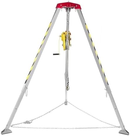 Fall Arrest Kits, Aluminum Rescue Tripod, Confined Space Tripod with 1200LBS Winch & 30m Fall Arrester and Seat Belt, Rescue Tripod for Sewer Wellhead, EAS(2600IBS