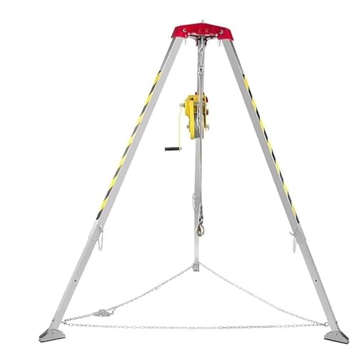icVantA Aluminum Rescue Tripod Confined Space Tripod with 1200LBS Winch & 30m Fall Arrester and seat Belt Rescue Tripod for Sewer Wellhead Easy to Assemble,1800IBS