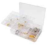 MiDube Scatola portaoggetti trasparente a doppio strato, con 30 scomparti, 17,5 x 12 cm, in plastica, per orecchini, anelli, bracciali, collane