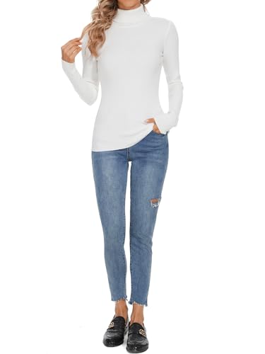 Image of Turtleneck Sweaters for Women Ribbed Long Sleeve Pullover Sweater