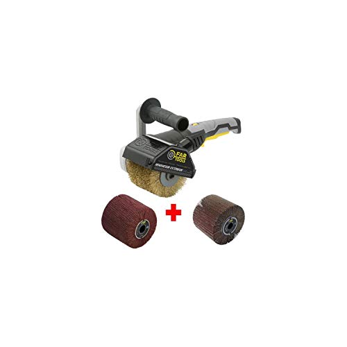FARTOOLS Pack 615125 : Rénovateur REX120C + brosse a lamelles et brosse fibre synthétique - Spécial bois&métal - Surfaces planes