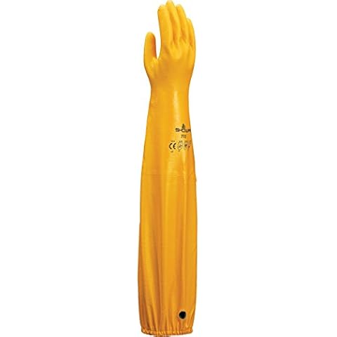 SHOWA Atlas 772 Double Nitrile Coated Full-Arm Chemical Resistant Safety Glove with Cotton/Poly Liner, 26" Length, Large (Pack of 12 Pair) Cover