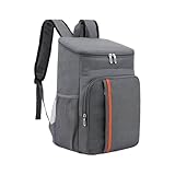 Mochila Térmica Premium, 23 Litros, Preta com Detalhe Laranja, Impermeável, Material Oxford, para Praia, Verão, Cerveja, Piquenique (Cinza)