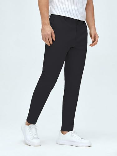 Image of AVANOVA Men's Classic Dress Pants with Side Pockets | Solid Tapered Suit Trousers, Business Formal Office Wear Regular Fit Pants, Stretchable Blend Slim Carrot Fit (Trouser 255)