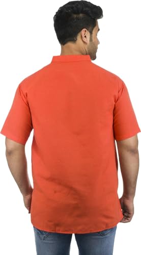 Image of Men's Cotton Short Kurta Without Pant | Mandarin Neck Short Kurta | Half Sleeve Casual Kurta | Traditional Ethnic Regular Kurta | Solid Plain Kurta for Men's (Pack of 1)