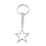 Meimimix Silver Hollow Star Keychain Pendant Keyring Long Distance Friendship Jewelry for Men Women