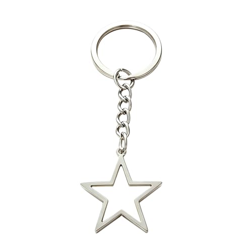 Meimimix Silver Hollow Star Keychain Pendant Keyring Long Distance Friendship Jewelry for Men Women
