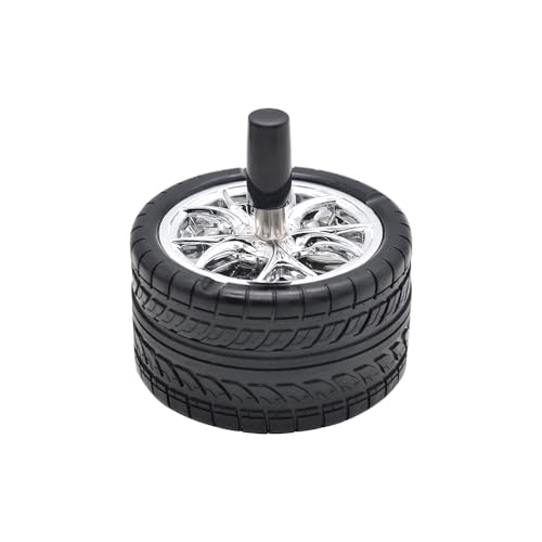 WANGZEYU Cendrier Cendrier créatif for la Maison, Design de Pneu, cendrier for la décoration, Accessoires for Fumer, cendrier Rotatif avec Couvercle Cendrier Exterieur(Sliver)