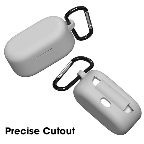 Image of Sounce Silicone Case Cover for Buds 2r, Soft Shock-Absorbing Protective Skin with Front LED Cutout, Charging Port Access & Anti-Dust Plug, Anti-Slip Earbud Case (Grey)