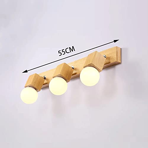 Apliques de pared para baño E27, lámparas frontales de espejo de madera moderna 5