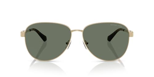 Michael Kors MK1160 Biarritz Sunglasses, Shiny Light Gold/Green Solid, 59 mm