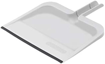 Superio Clip-On Dustpan with Rubber Lip - 10-inch Wide Durable Plastic Dust Pan with Comfort Grip Handle, Lightweight Multi Surface, Heavy Duty, Easy Sweep Broom (Light Grey)