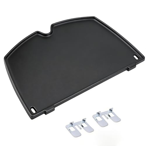 GFTIME 6558 32cm x 22cm Gusseisen Bretpfane Grillplate für Weber Q100 Q120 Q1000 Q1200 Series Grill Modelle, 32CM Grillrost Zubehör Griddle