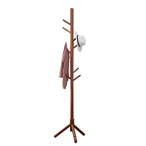 Perchero de pie, 168 x 46 cm, perchero independiente con 8 ganchos, soporte para árbol de ropa para el hogar, oficina, abrigo