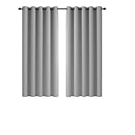 Imperial Rooms Blackout Curtains for Bedroom 46x54 Inch Eyelet Light Grey Curtains Window Treatments Super Soft Ring Top Living Room Curtain 2 Panels with Tiebacks
