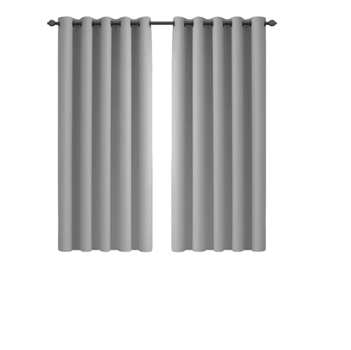 Imperial Rooms Blackout Curtains for Bedroom 46x54 Inch Eyelet Light Grey Curtains Window Treatments Super Soft Ring Top Living Room Curtain 2 Panels with Tiebacks