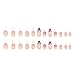 Flower Press on Nails White French Tip Fake Nails Medium Almond False Nails with Pearl Design 5D Floral Glue on Nails Glossy Artificial Acrylic Full Cover Spring Stick on Nail for Women Manicure