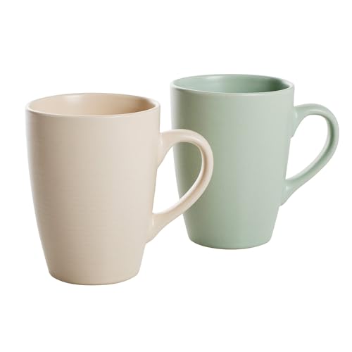 Set 2 Tazze Mug In Ceramica, Colori Tenui E Delicati, Capienza 330 Ml, Lavabili In Lavastoviglie E Adatte Al Microonde