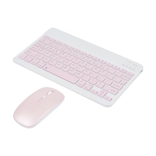 Image of Thanice Bluetooth Keyboard and Mouse Combo Ultra-Slim Portable Rechargeable Compact Wireless Mouse Keyboard Set for Pad /iPad Pro /iPad Mini /iPad Air Mac OS,Android Windows iOS and Above(Pink)