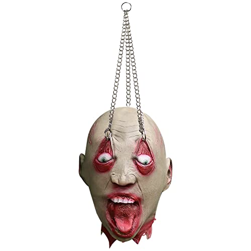 Cafele Severed Head Hanging Bloody Cut Off Head Scary Realistic Zombie Halloween Props Party Décor (Zombie Head)