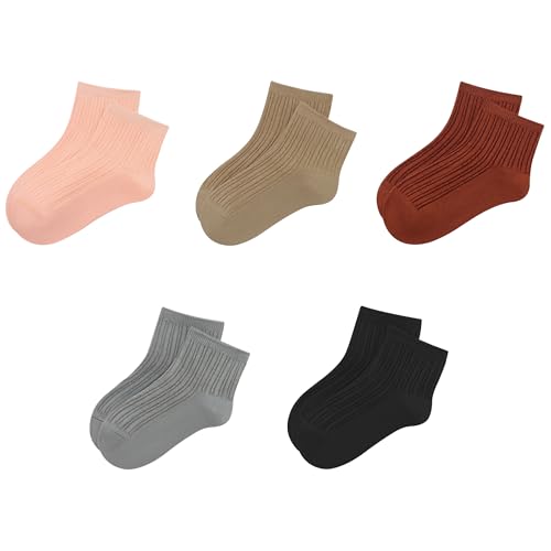 SERISIMPLE Viscose Bamboo Unisex Baby Boy Girl Socks Toddlers Ankle Crew Thin Soft Socks Stretch Breathable Newborn 5 Pairs
