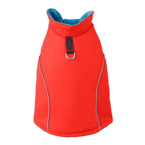 Image of Gooby Sports Vest Dog Jacket, Orange, Medium | Fleece-lined, water-resistant outer; 3-point hook-and-loop fit; Reflective lining; Leash attachment