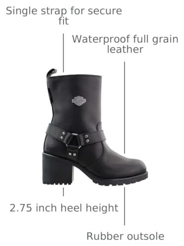 Image of Harley-Davidson Women's Howell 6.75 inch Black Waterproof Motorcycle Boots, D84665