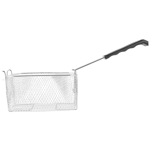 Gatuida Pantalla para freír de acero inoxidable servicio colador cesta para freir con asa Multifuncional Malla cable cesta freidora cesta para freír con asa freby cestas de freidora Silver