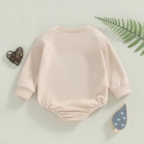 Chloefairy Newborn Baby Boy Girl Bubble Romper Little Bean Onesie Sweatshirt Long Sleeve Oversized Bodysuit Fall Outfit4
