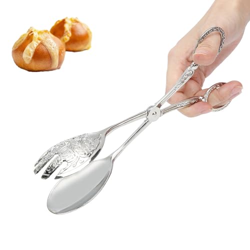 Serving Tongs for Buffet, 9.1in Stainless Steel Salad Tongs for Serving, Kitchen Scissor Tongs for Cooking Bread Cake Barbecue Party Catering