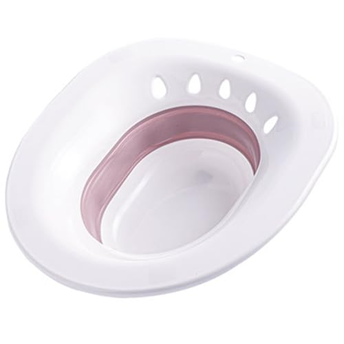 Sitz Bath, Sitz Bath for Hemorrhoids - Sitz Bath for Toilet Seat - Sitz Bath for Postpartum Care, Sits Bath Kit for Women, Collapsible, Wider Seating Area, Deeper Bowl,Pink
