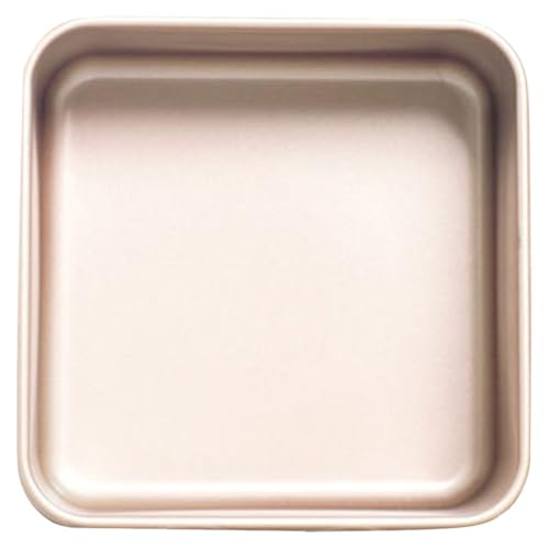 Veemoon Molde para Hornear Pasteles Cuadrado 21x21x8 Cm, Molde Antiadherente de Acero Inoxidable Dorado, Bandeja Resistente al Calor para Horno Doméstico, Plato para Pastel Casero