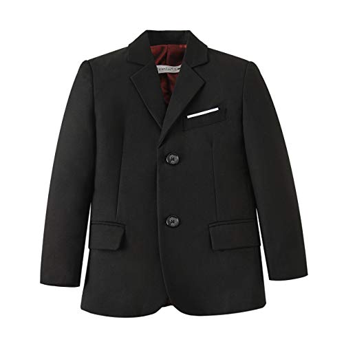 Yuanlu BLAZER-BLACK-8 Boys Blazer Suit Jacket School Casual Wear For Kids Boys Sport Coat Formal Dress Jacket Slim Fit Tuxedo Blazer Prom Holiday Party Blazer Size 8 Black cover